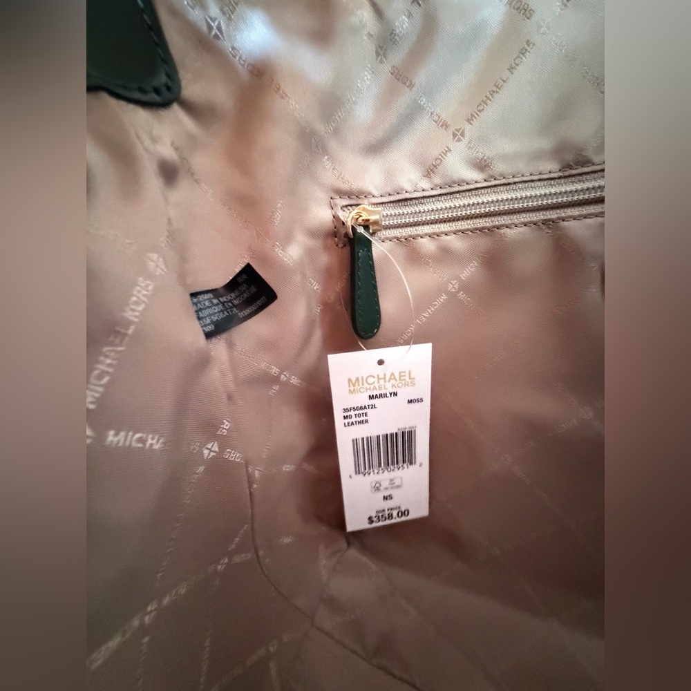 Michael Kors Marilyn LG Shoulder Tote Bag Dark Green - Picture 12 of 14